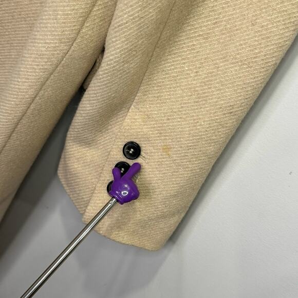 Zara Wool Blend Double Breasted Classic Straight Cut Beige Coat Small - Picture 11 of 12